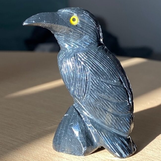 Black Onyx Raven Crow - Medium (2.5") Animal Carving