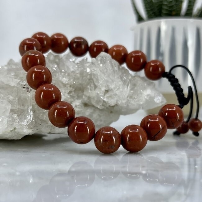 Red Jasper Bracelets Adjustable Parachute - 10mm