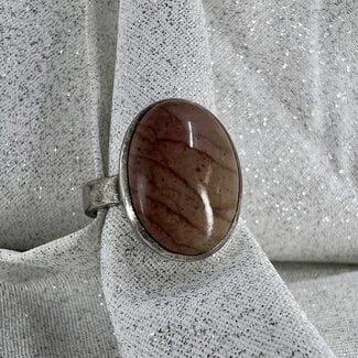 Pink Willow Creek Jasper Ring-Size 8 Oval Sterling Silver