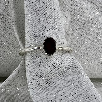 Garnet Ring Oval Size 6 Faceted-Sterling Silver