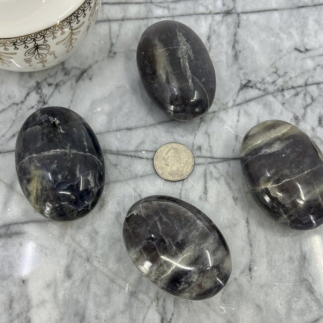 Iolite (Water Sapphire) Palm Pillow Pocket Stone Large