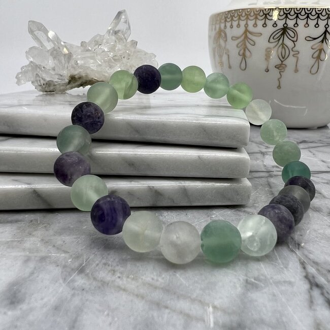 Matte Rainbow Fluorite Bracelets - 8mm