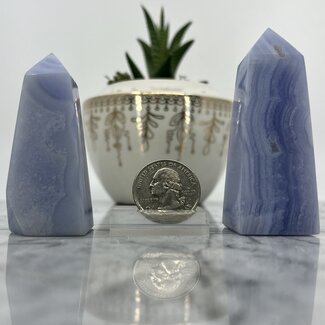 Blue Lace Agate Obelisk Point Tower - Large (2 - 4")