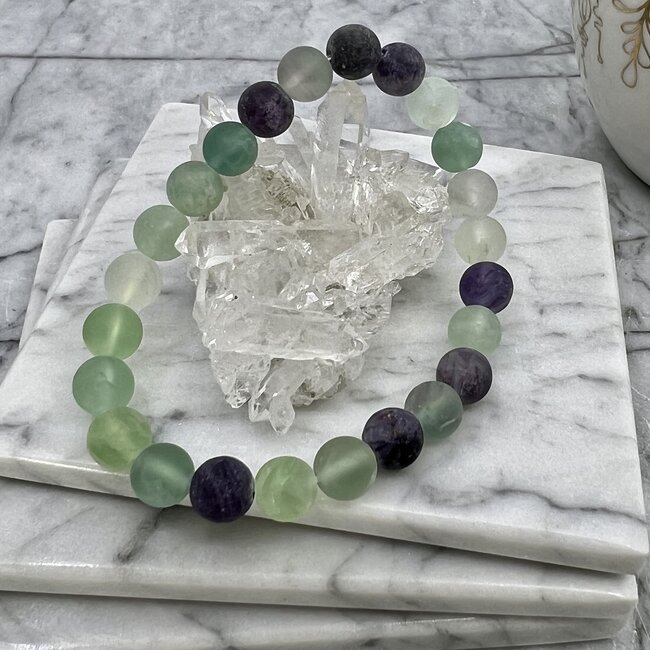 Matte Rainbow Fluorite Bracelets - 8mm