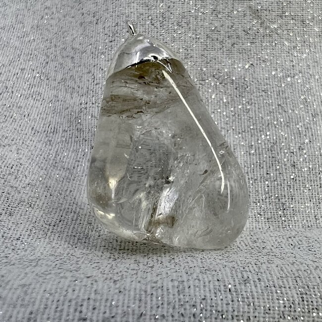 Clear (Crystal) Quartz Pendant - Tumbled Silver Cap