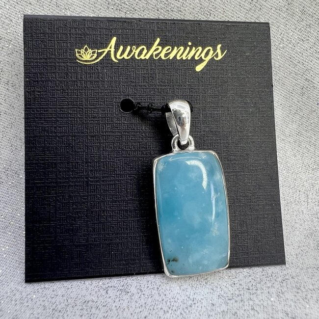 Blue Hemimorphite Pendant-Rectangle Sterling Silver