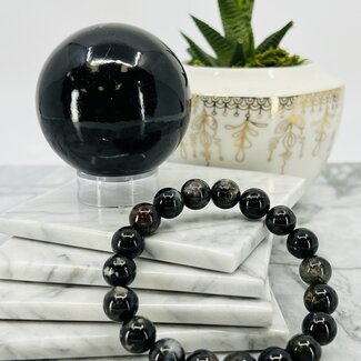 Cats Eye & Black Tourmaline Bracelet - 10mm