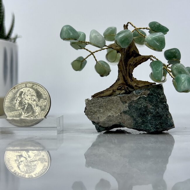Green Aventurine Bonsai Tree on Amethyst - 3" Mini