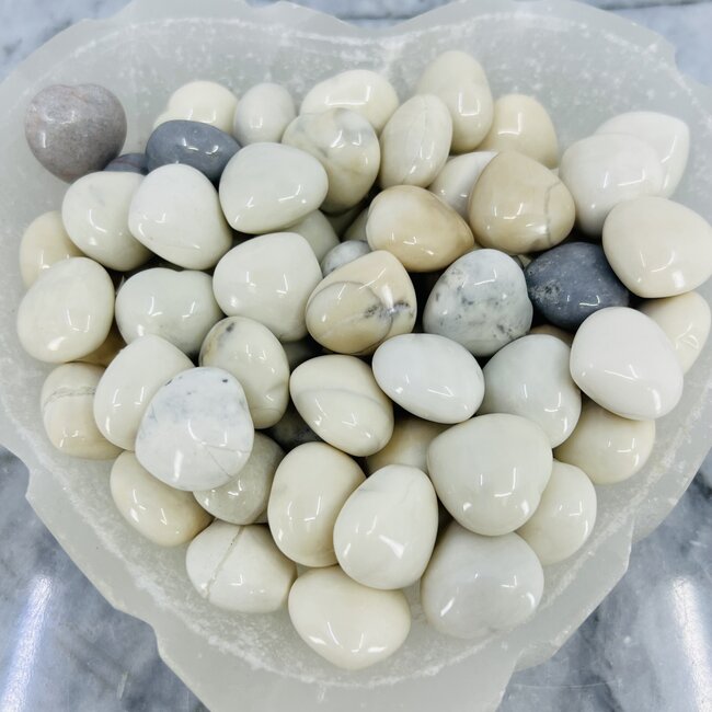 Ivory (White) Jade Hearts - Mini