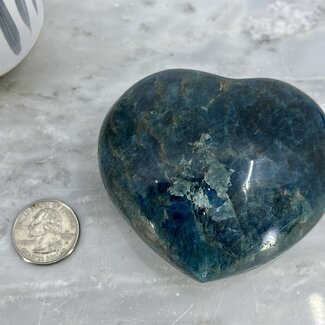Blue Apatite Hearts Puffy - XL Extra Large 3"