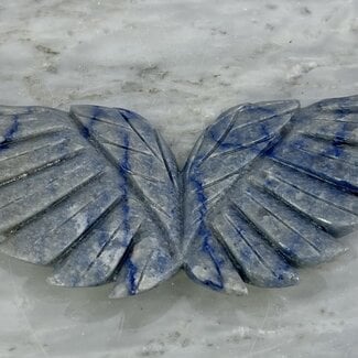 Blue Aventurine Stripe Angel Wings-Large