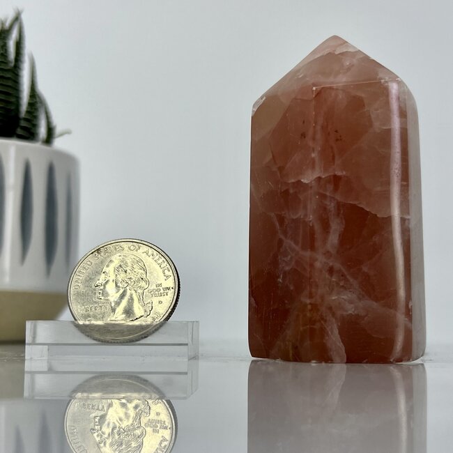 Pink Rose Calcite Tower Point Generator - Medium