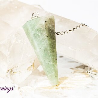 Green Aventurine Pendulums - Dowsing Hexagonal Faceted Cone Point Divination - Silver Chain Crystal Gemstone