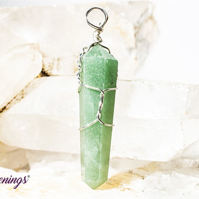 Green Aventurine Pendant-Wire Wrapped Point