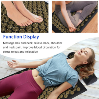 Acupressure Mat - Therapy Massage Point Shiatsu Black