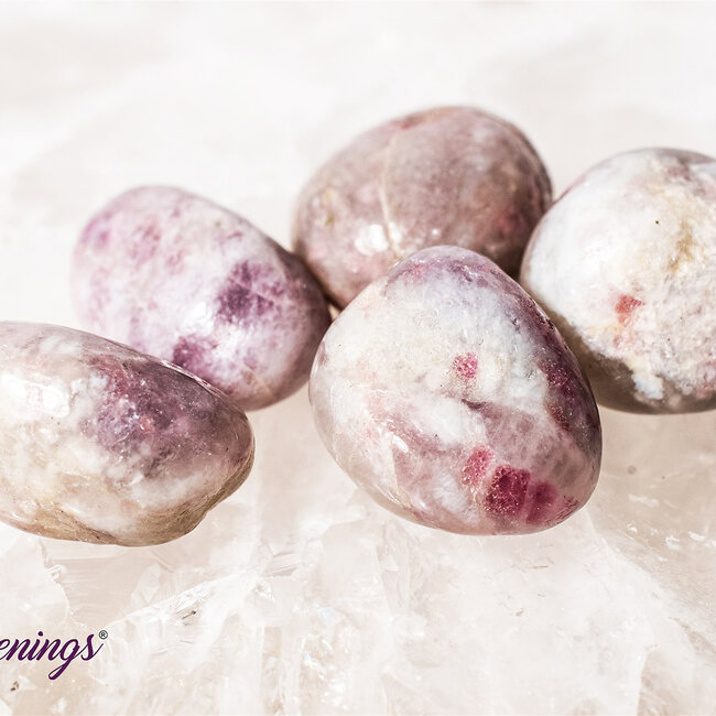 Pink Ruby Red (Rubellite) Tourmaline in Lepidolite (Unicorn Stone)- Tumbled Smooth