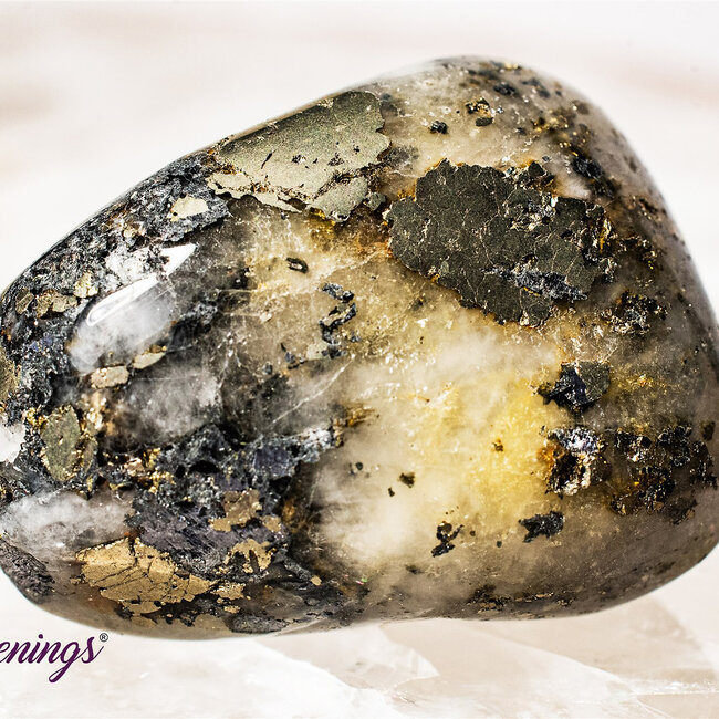 Triplite Wagnerite in Pyrite - Tumbled