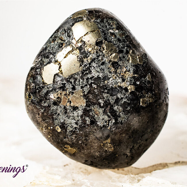 Triplite Wagnerite in Pyrite - Tumbled