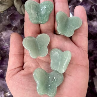 Green Aventurine Butterfly Butterflies - Small Animal Carving Figurine