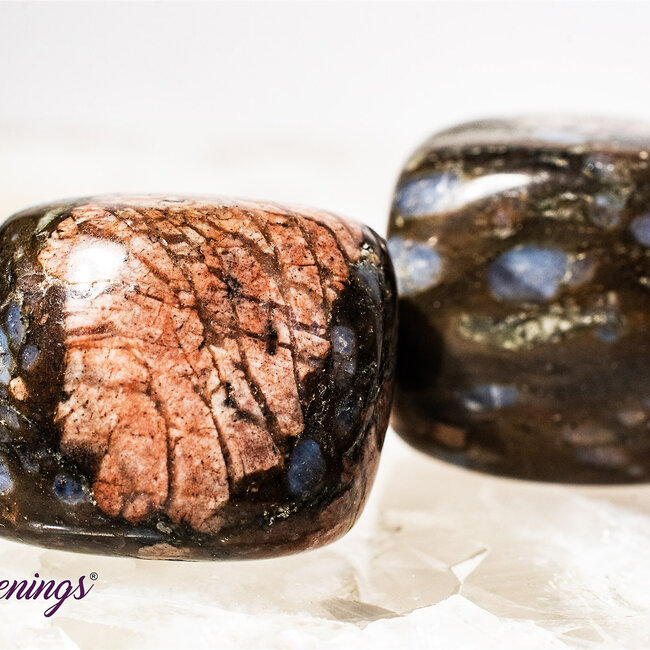 Que Sera (Blue Opal Llianite Galaxy Rhyolite Liberite Glaucophane) - Large Tumbled