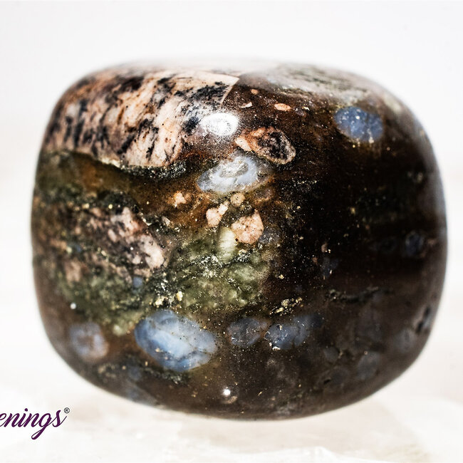 Que Sera (Blue Opal Llianite Galaxy Rhyolite Liberite Glaucophane) - Large Tumbled