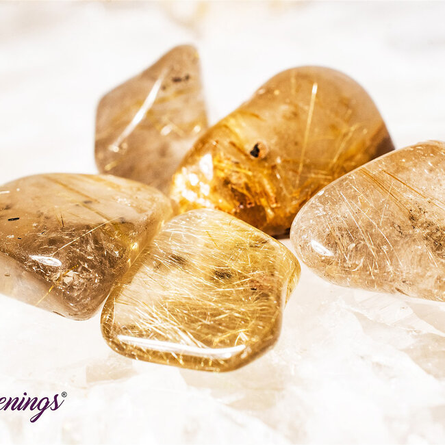 Gold (Golden Rutile Angel Venus Hair) Rutilated Quartz Smoky (Smokey) Quartz - Gold Rutile Tumbled