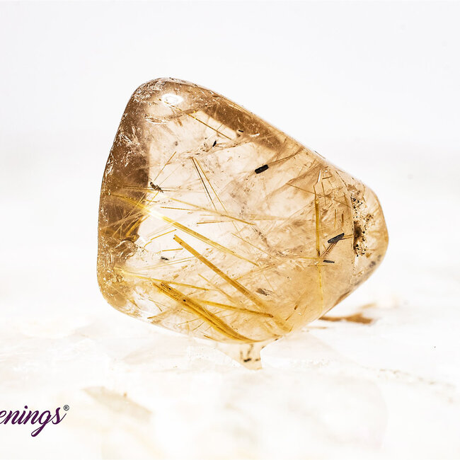 Gold (Golden Rutile Angel Venus Hair) Rutilated Quartz Smoky (Smokey) Quartz - Gold Rutile Tumbled