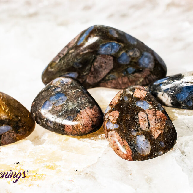 Que Sera (Blue Opal Llianite Galaxy Rhyolite Liberite Glaucophane) - Tumbled Smooth