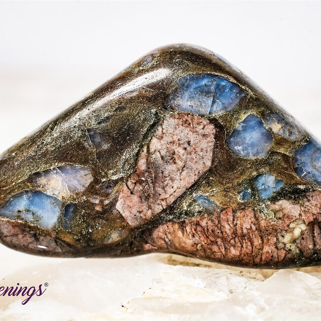 Que Sera (Blue Opal Llianite Galaxy Rhyolite Liberite Glaucophane) - Tumbled Smooth