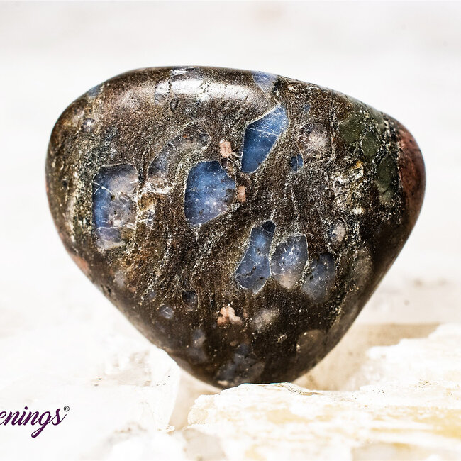 Que Sera (Blue Opal Llianite Galaxy Rhyolite Liberite Glaucophane) - Tumbled Smooth