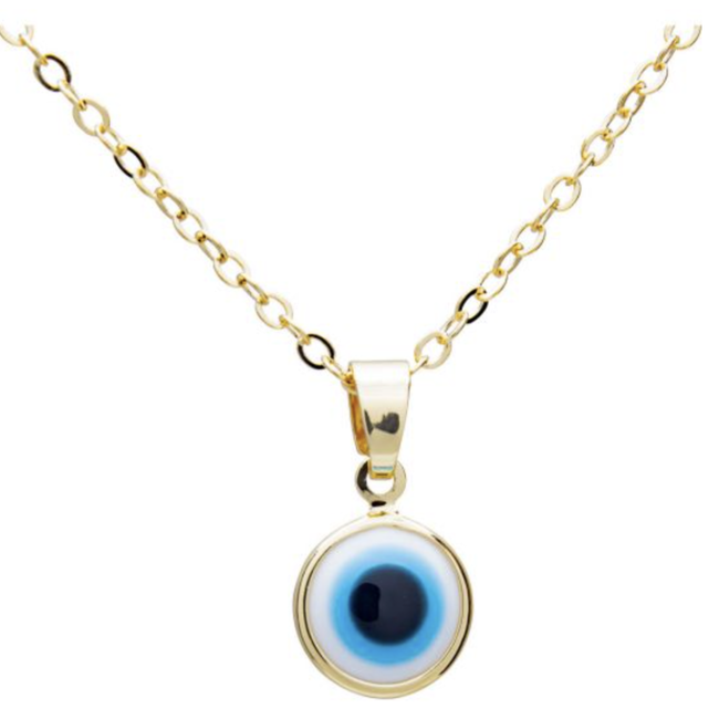 Evil Eye Necklace Jeweled Gold - 18" Protection