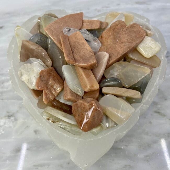 Peach White Black Mix Assorted Moonstone Slice - Mini Slab Flat