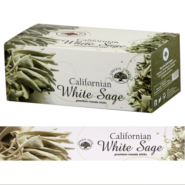Californian White Sage Incense -12 Sticks in a Box 15g - Green Tree