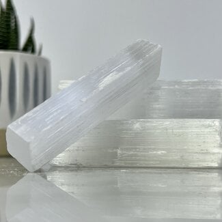 Selenite (Satin Spar Gypsum) Rectangle Sticks Wands Mini 3"- Rough Raw Natural