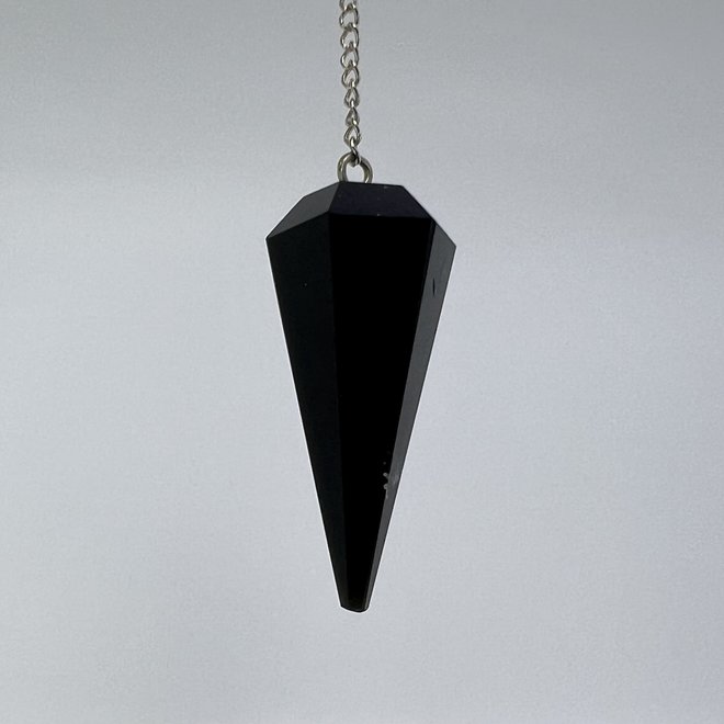Black Tourmaline Pendulum-Hexagon/Faceted Cone