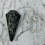 Crocodile (Kambaba) Jasper (Green Stromatolite) Pendulums - Dowsing Hexagonal Faceted Cone Point Divination - Silver Chain - Crystal Gemstone