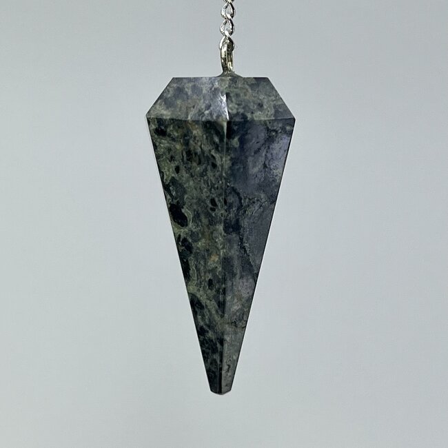 Crocodile Jasper (Kambaba) Pendulum Pendulums - Dowsing Hexagonal Faceted Cone Point Divination - Silver Chain - Crystal Gemstone