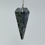 Crocodile (Kambaba) Jasper (Green Stromatolite) Pendulums - Dowsing Hexagonal Faceted Cone Point Divination - Silver Chain - Crystal Gemstone