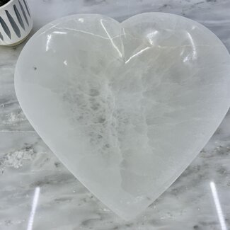 Selenite Satin Spar Charging Heart Bowl - Large 8"