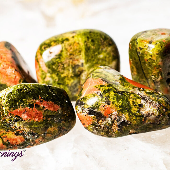 Unakite Jasper - Tumbled Smooth Epidotized Epidote Granite
