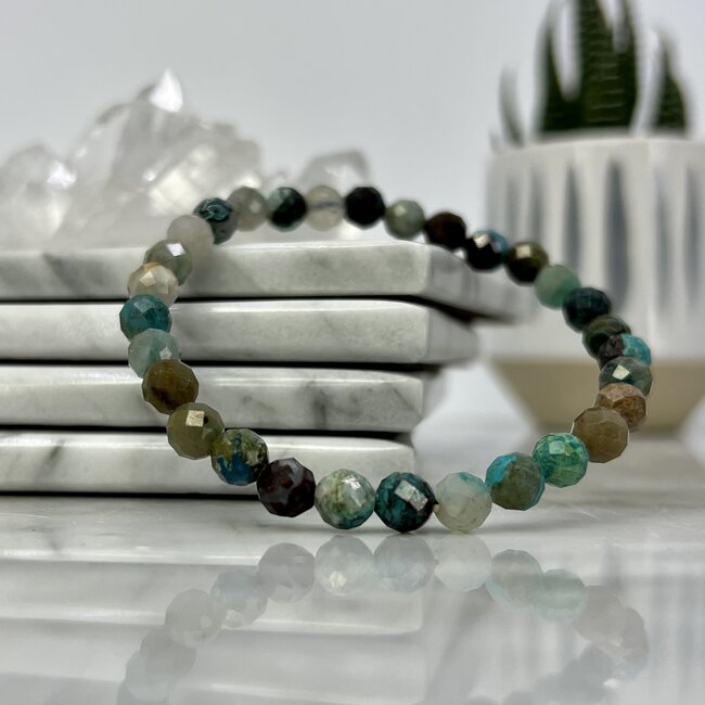 Chrysocolla Faceted Bracelet-6mm