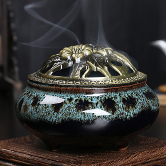 Incense Cone Charcoal Burner-Blue Bowl Holder 3"
