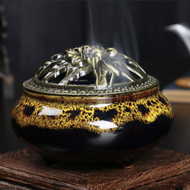 Incense Cone Charcoal Burner-Yellow Bowl Holder 3"