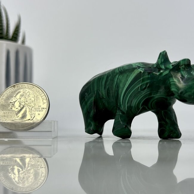 Malachite Hippos - Medium 2.5" Animal Carving