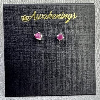 Ruby Earrings - 3mm Faceted Studs - Sterling Silver Gemstone Jewelry