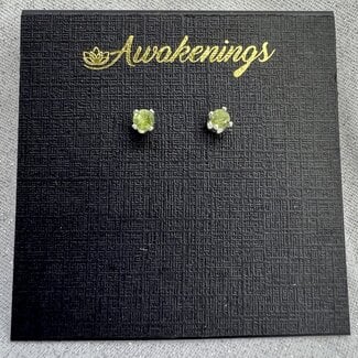 Green Tourmaline Earrings - 3mm Faceted Studs - Sterling Silver Watermelon
