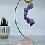 Amethyst Points on Rose Quartz Slab Desk Chime  - 7.5" - Home Decor Rough Raw Natural