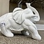 Ivory (White) Jade Elephant - XL 12" x 10" Carving Animal Garden