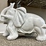 Ivory (White) Jade Elephant - XL 12" x 10" Carving Animal Garden