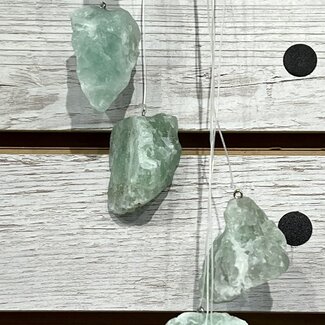 Green Fluorite 7pc Rough Crystal Windchime Mobile